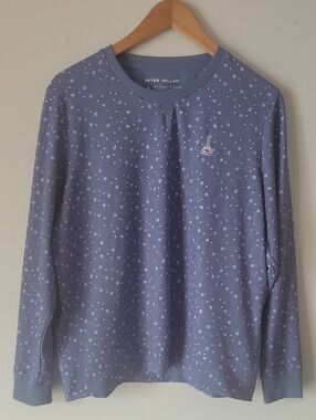 Peter Millar Dusty Blue Constellation Crewneck Pullover Golf Shirt